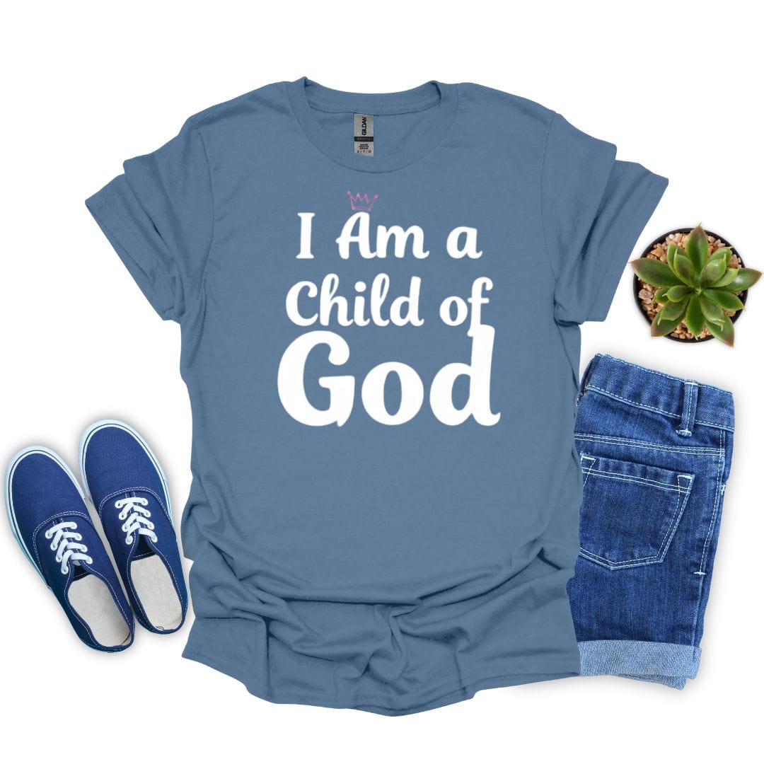 I Am a Child of God in White Letters T-Shirt