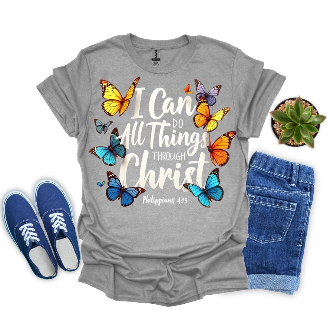 I Can Do All Things Through Christ with Butterflies T-Shirt