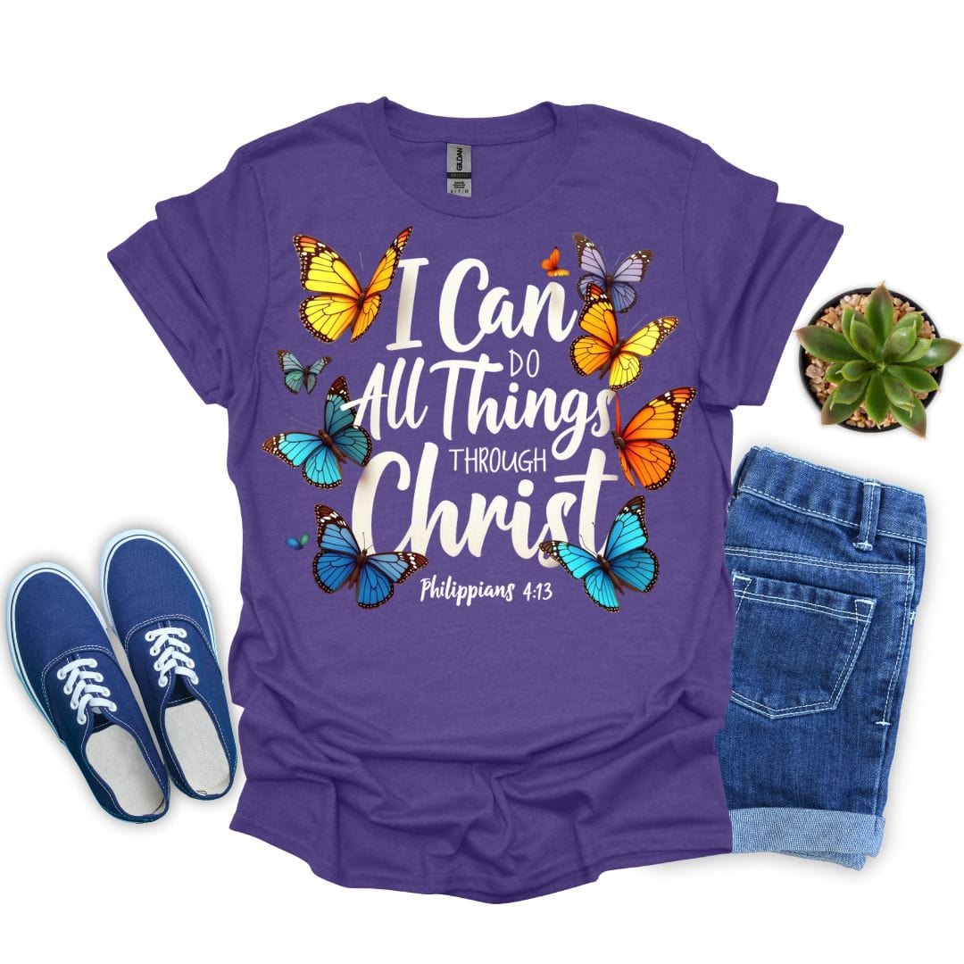 I Can Do All Things Through Christ with Butterflies T-Shirt