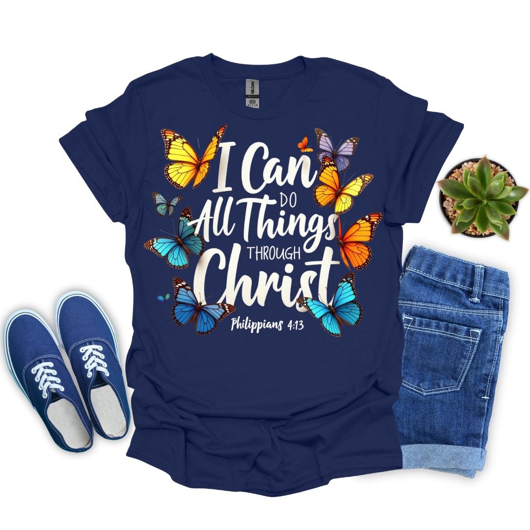 I Can Do All Things Through Christ with Butterflies T-Shirt