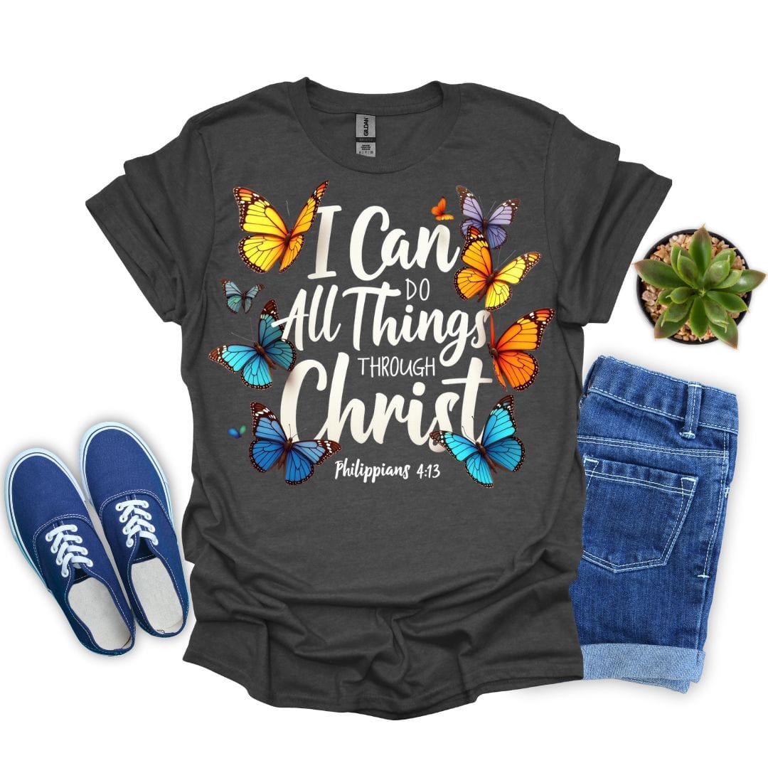 I Can Do All Things Through Christ with Butterflies T-Shirt