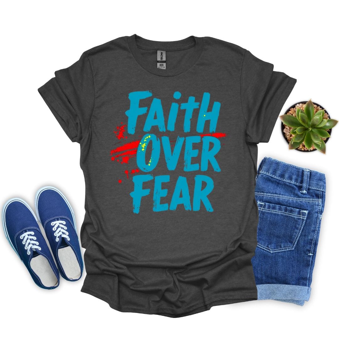 Faith Over Fear With Blue Letters T-shirt