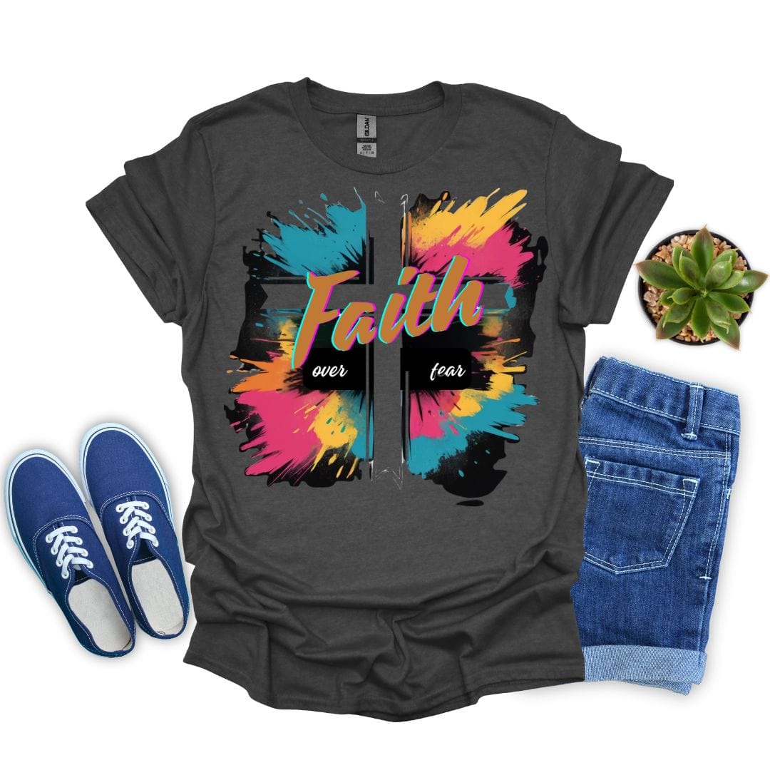 Faith Over Fear in Colorful Background T-shirt