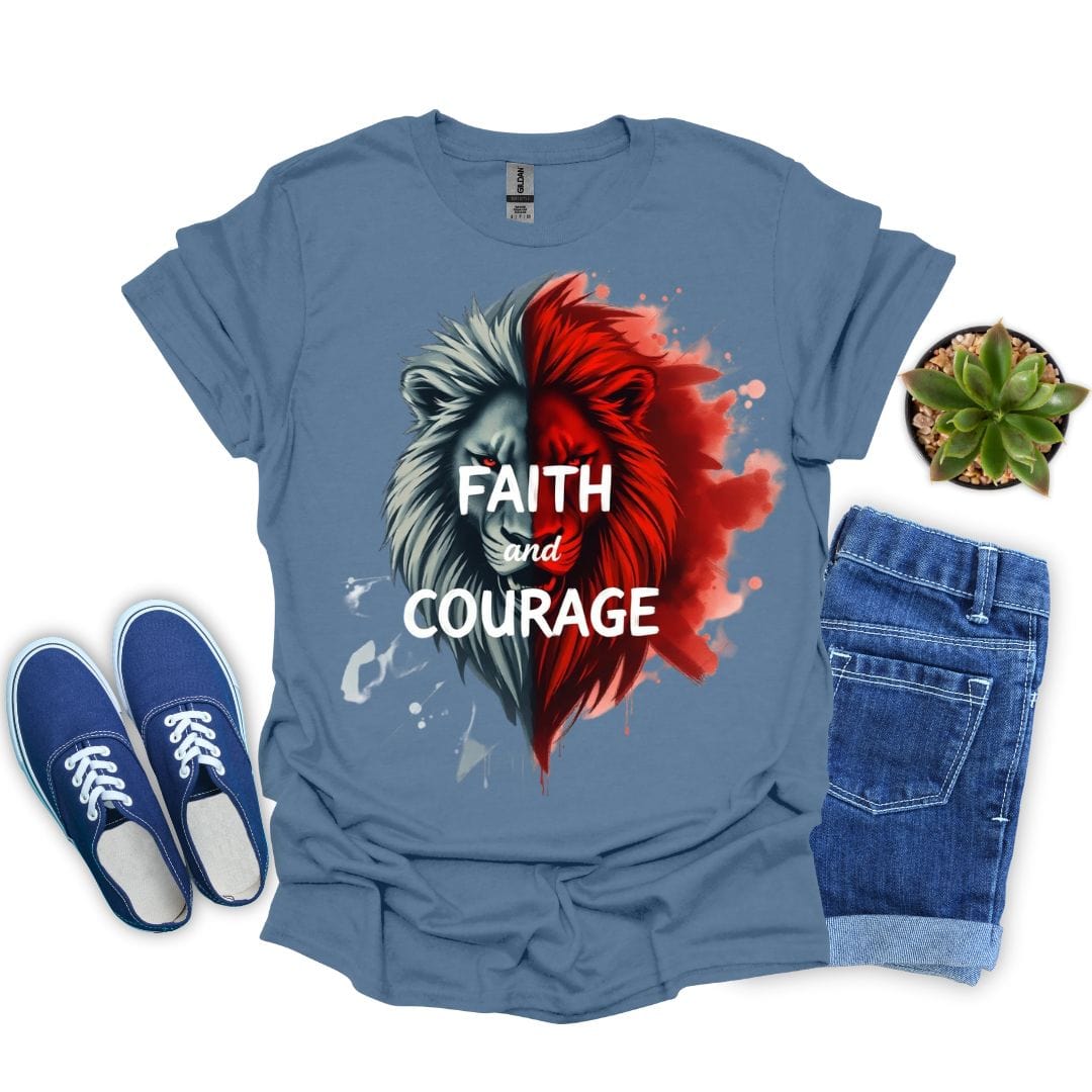 Faith and Courage With Red Lion T-Shirt