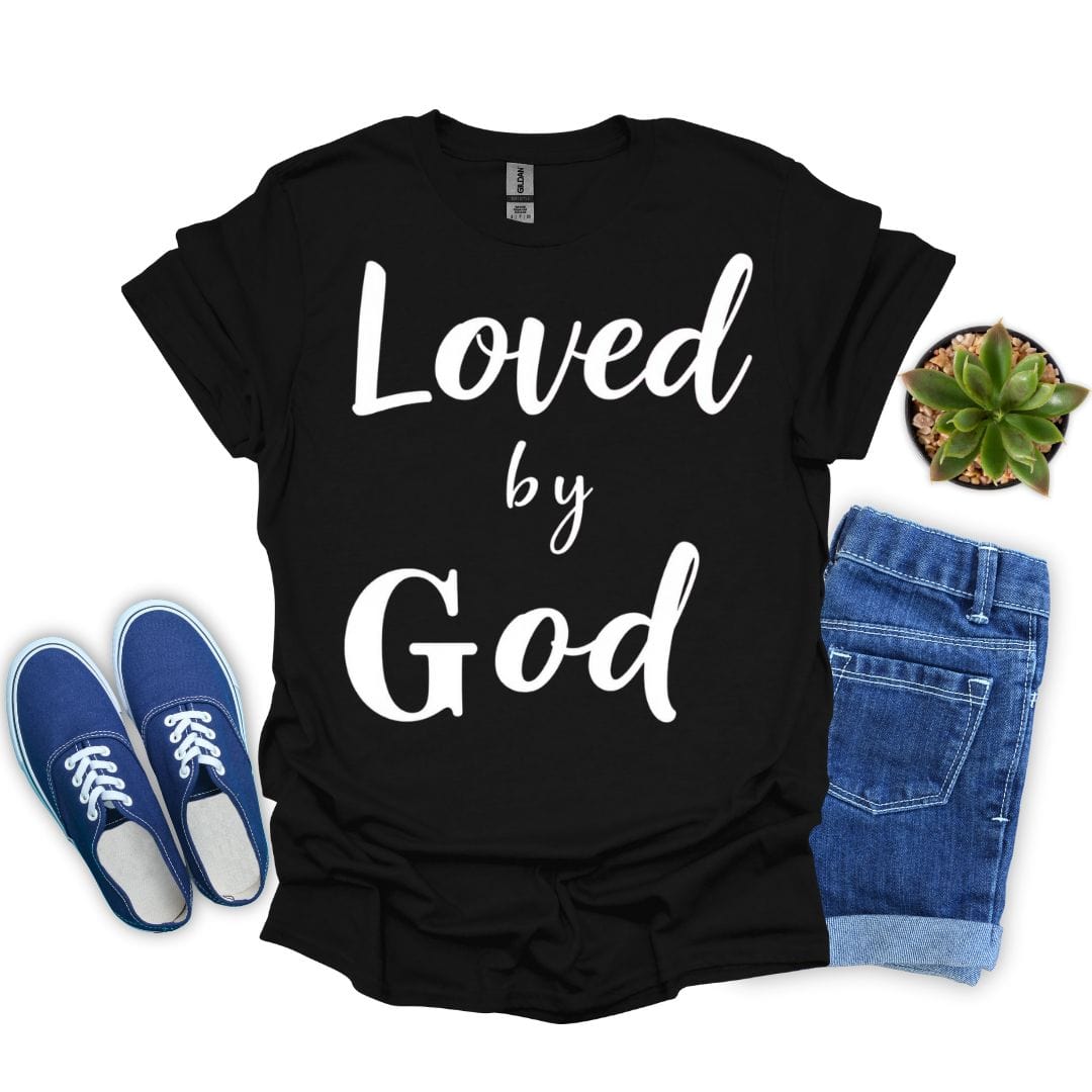 Loved By God Big Letters Drawing T-Shirt