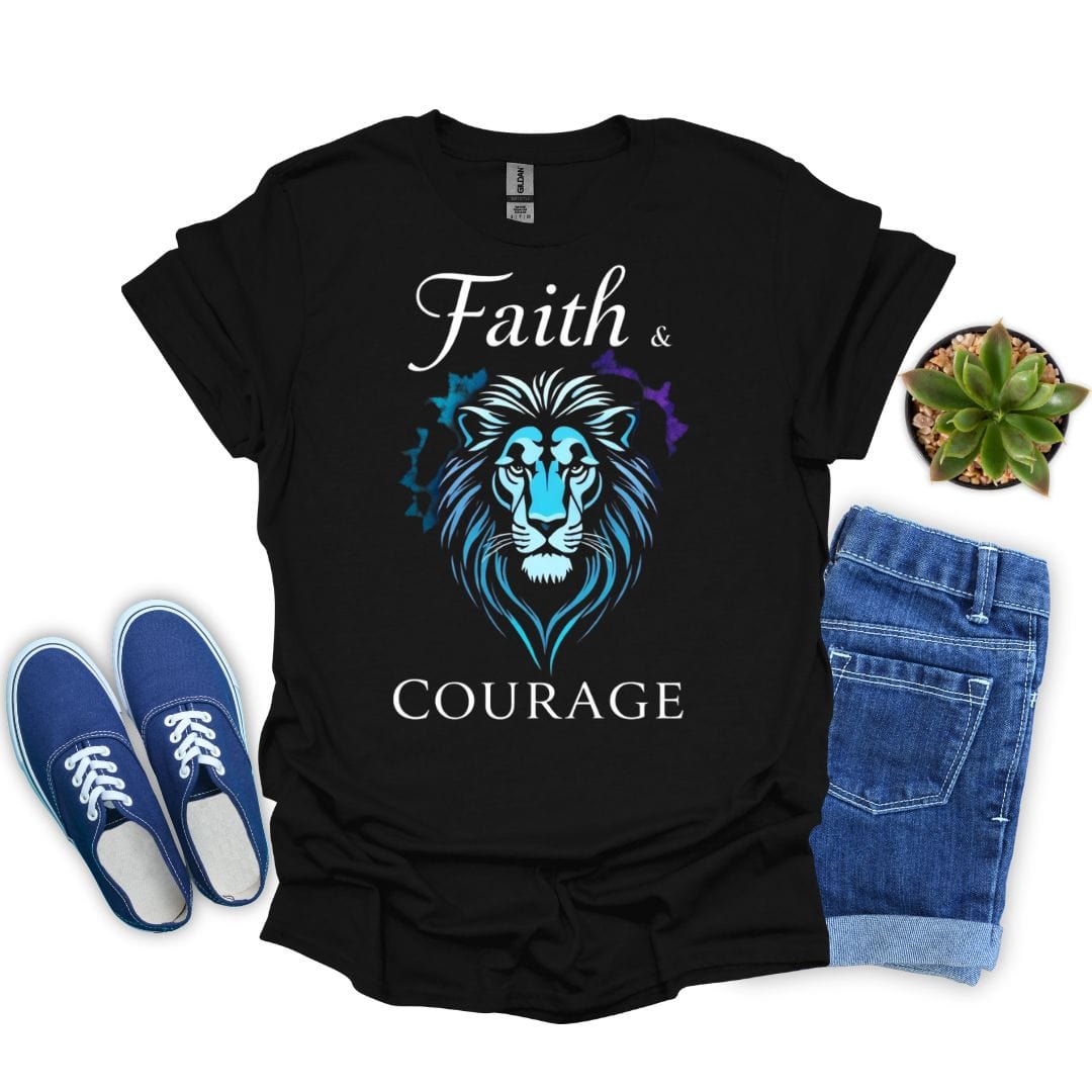 Faith and Courage with Blue Lion T-Shirt