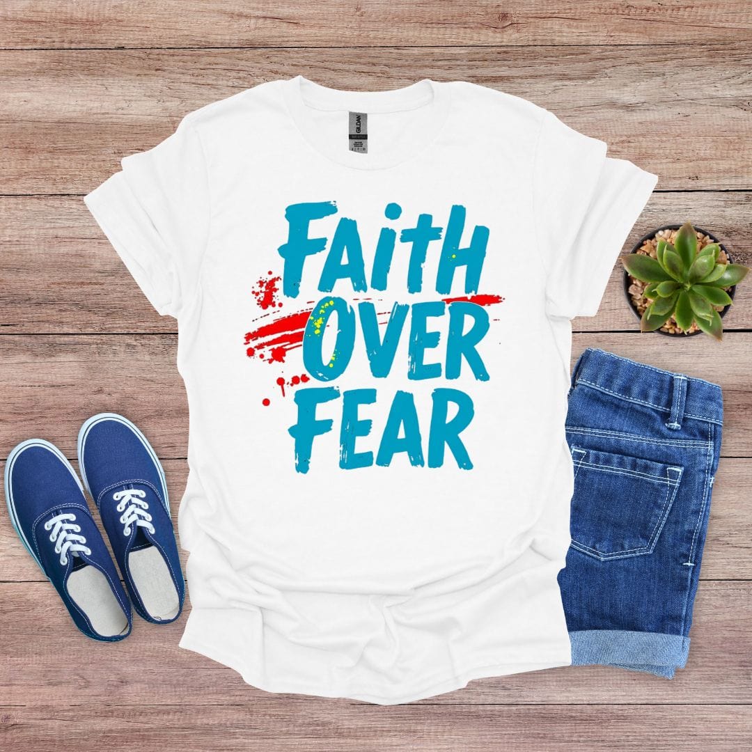 Faith Over Fear With Blue Letters T-shirt