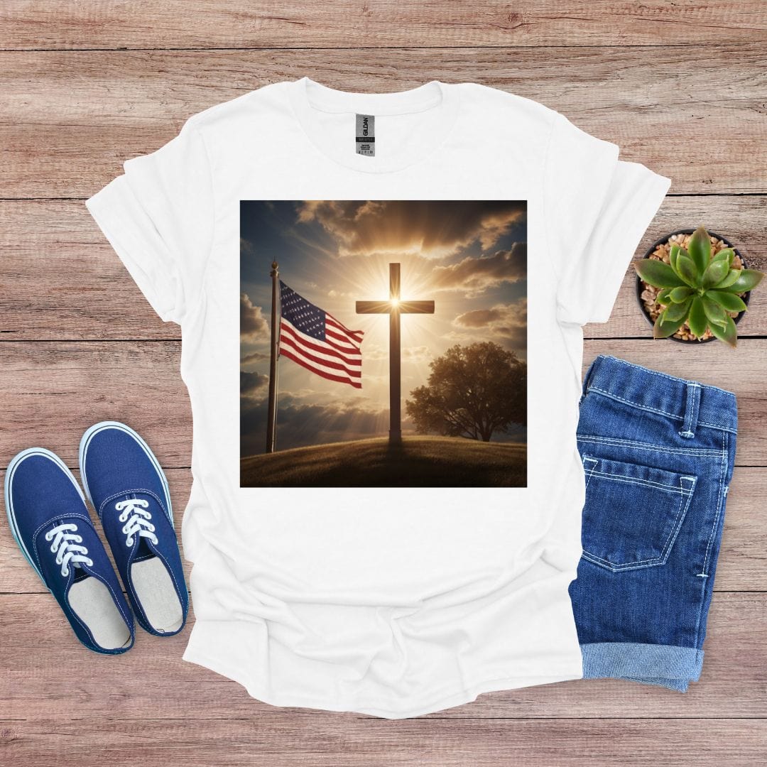 Cross and Flag on a Hill T-shirt