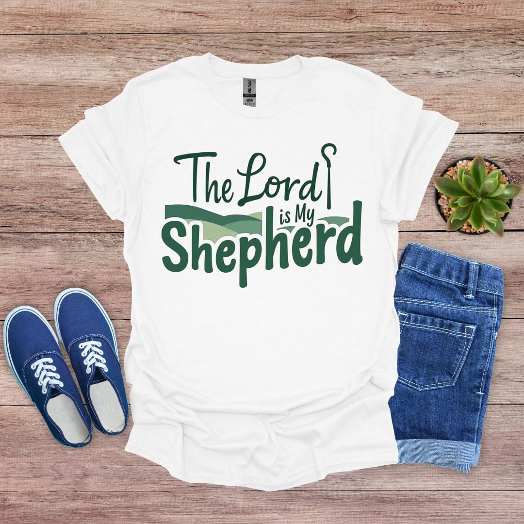 The Lord Is My Shepherd in Green T-Shirt