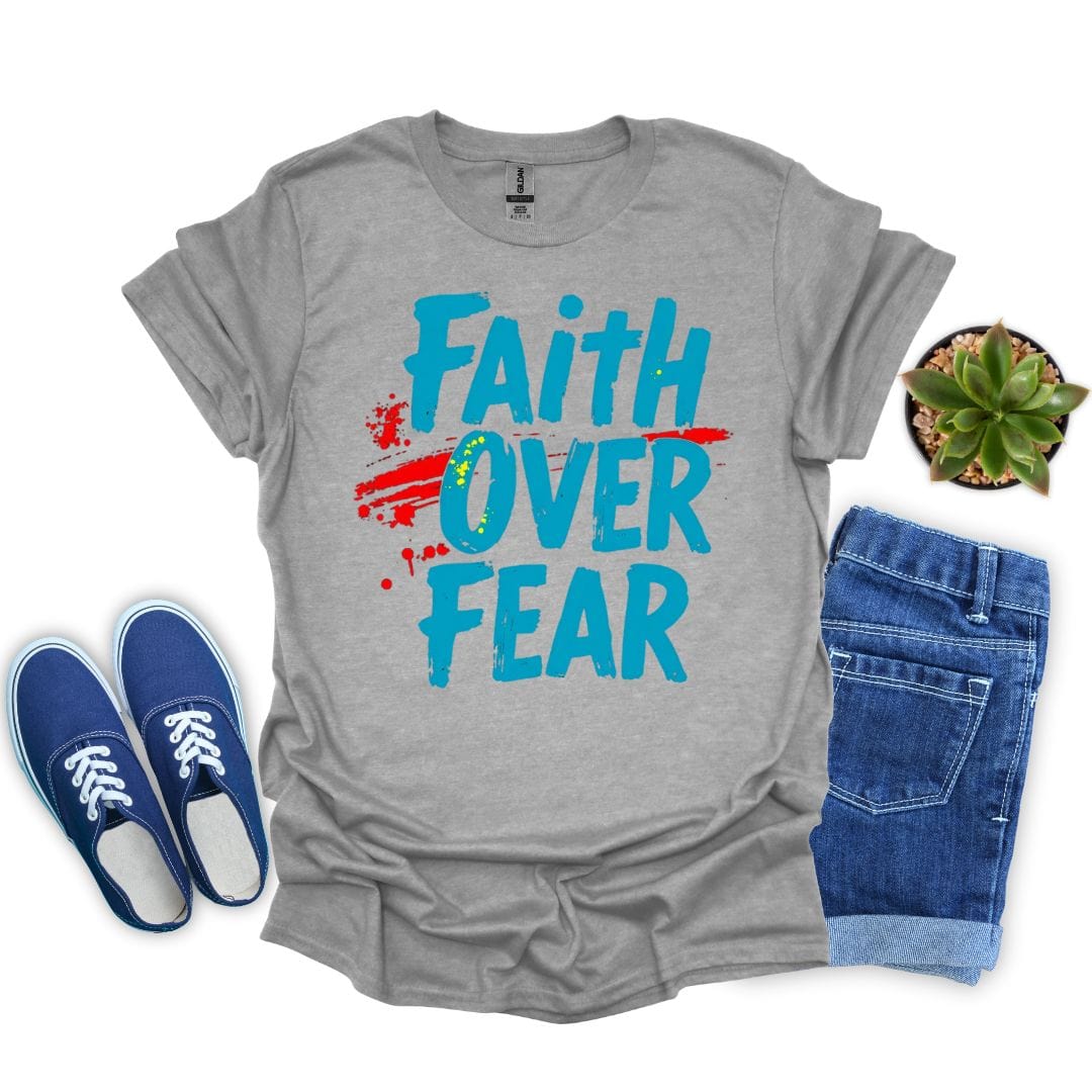 Faith Over Fear With Blue Letters T-shirt