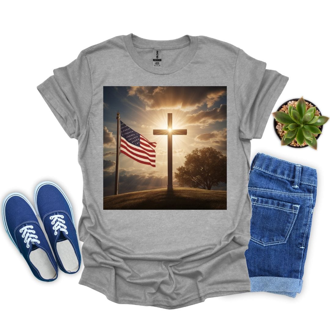 Cross and Flag on a Hill T-shirt