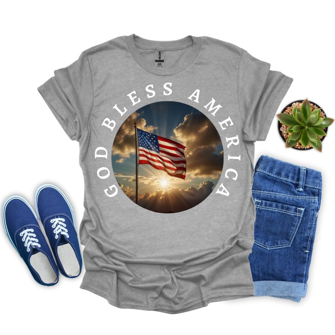 American Flag With Black Background and "God Bless" T-Shirt