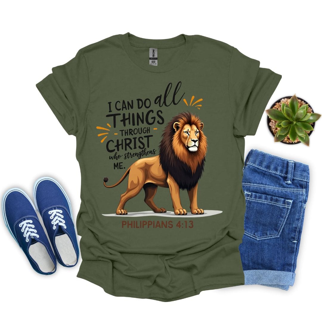 I Can Do All Things Through Christ With Lion T-Shirt