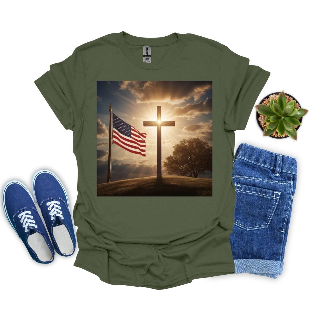 Cross and Flag on a Hill T-shirt