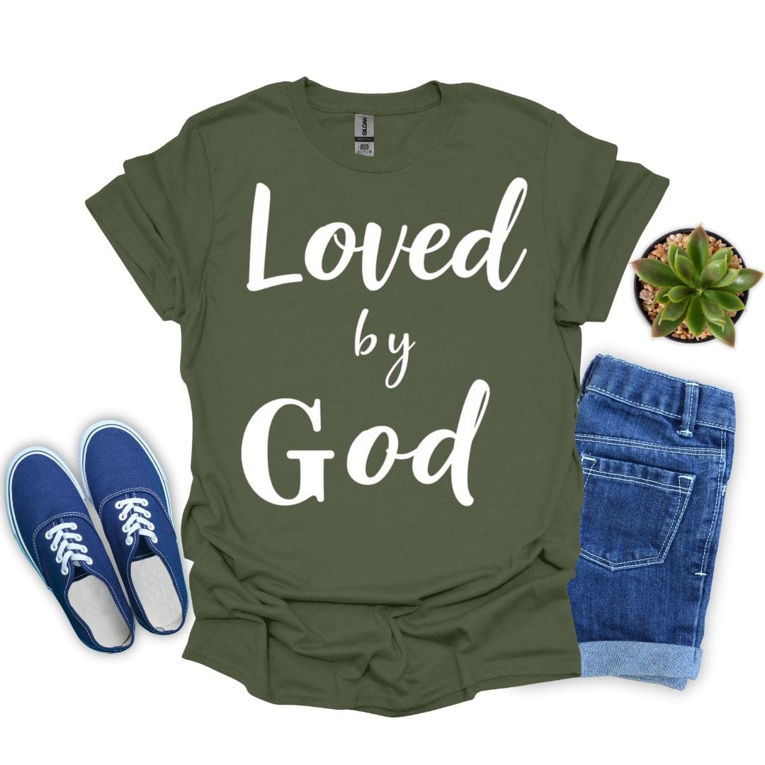 Loved By God Big Letters Drawing T-Shirt