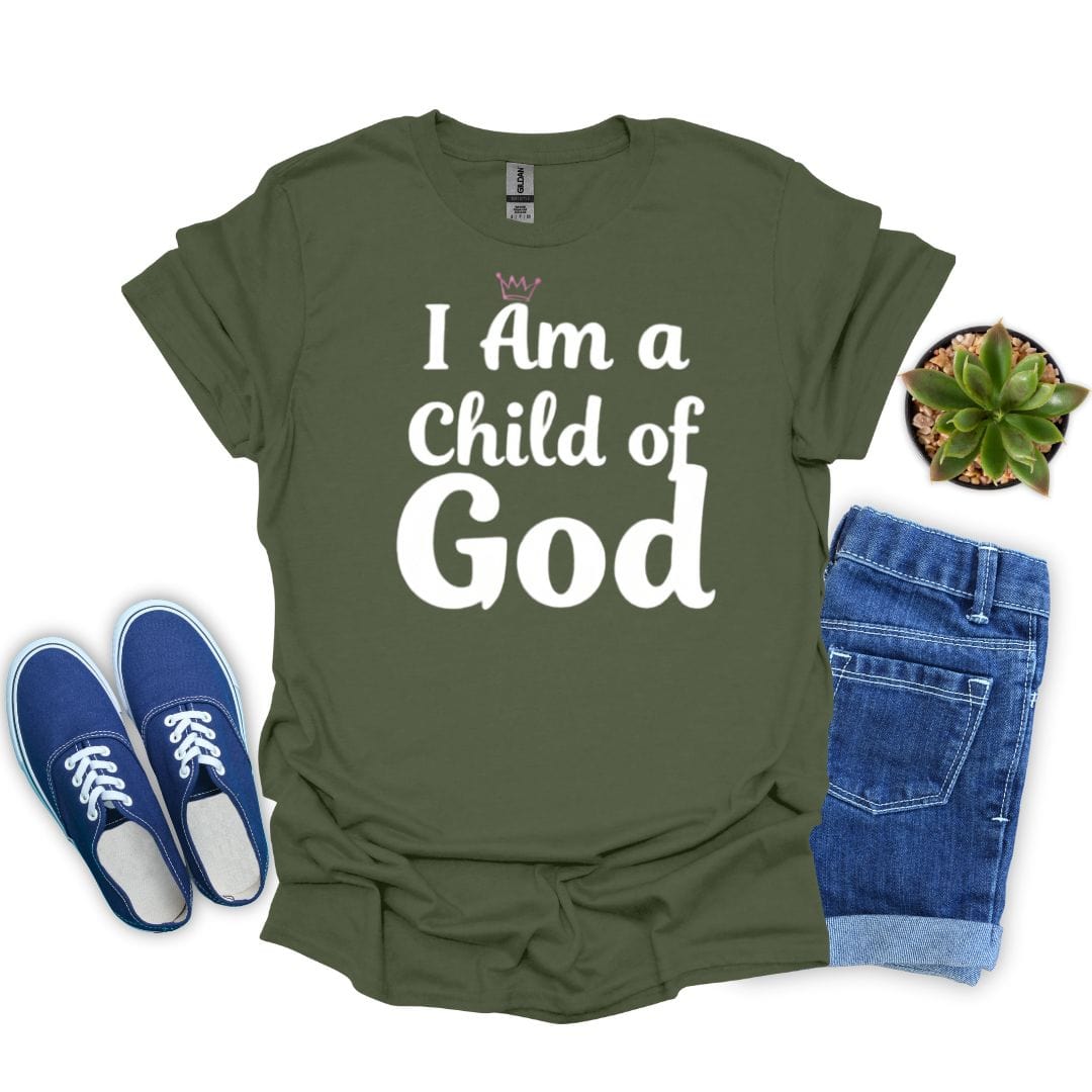 I Am a Child of God in White Letters T-Shirt