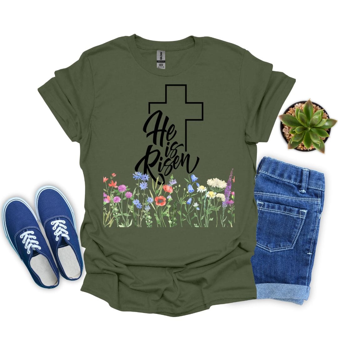 He is Risen in Garden T-Shirt