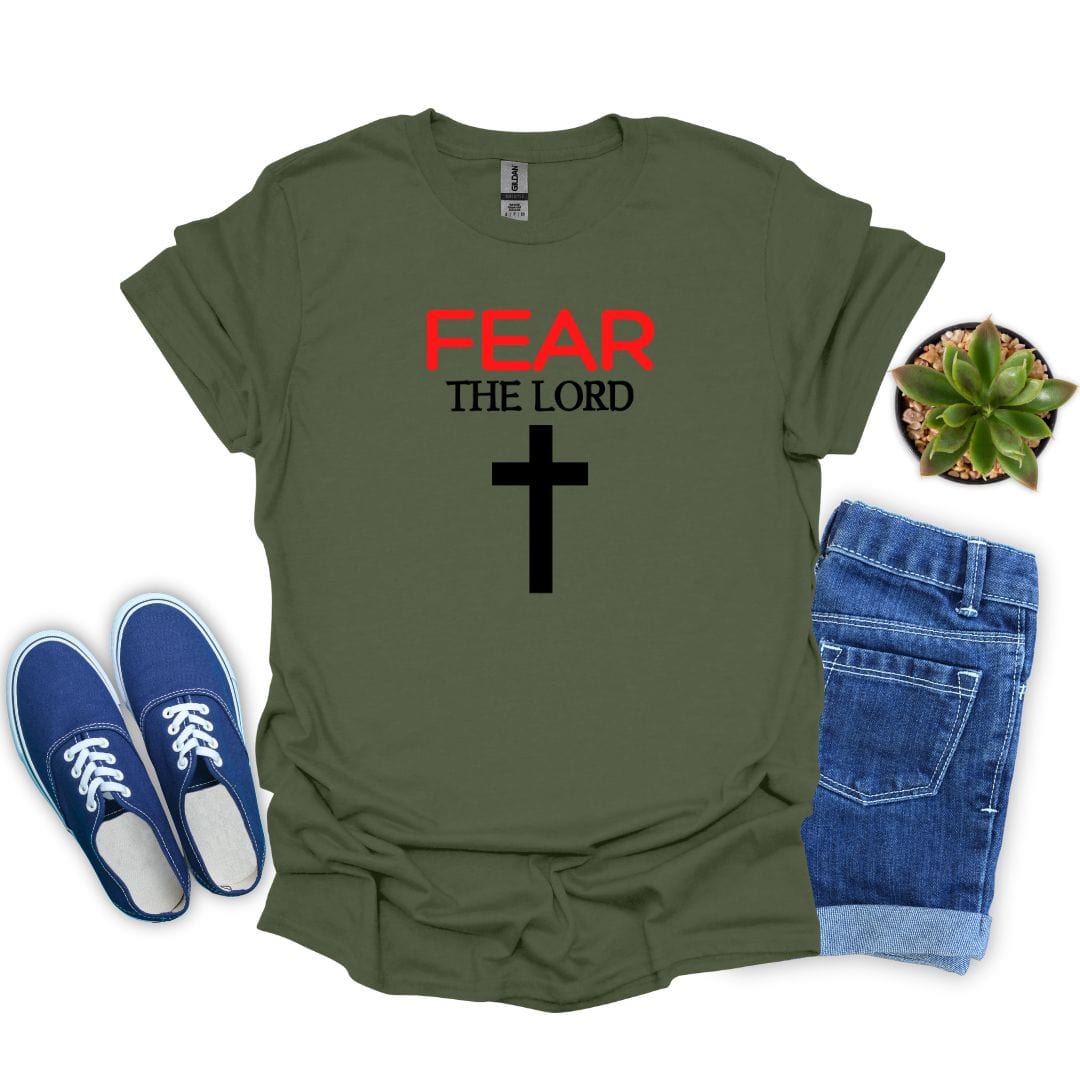 Fear the Lord with Red 'Fear' and Cross T-shirt