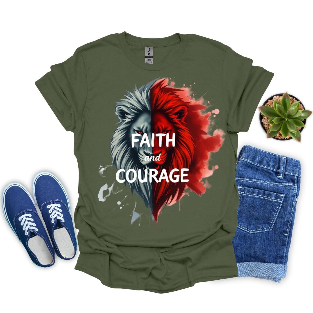 Faith and Courage With Red Lion T-Shirt
