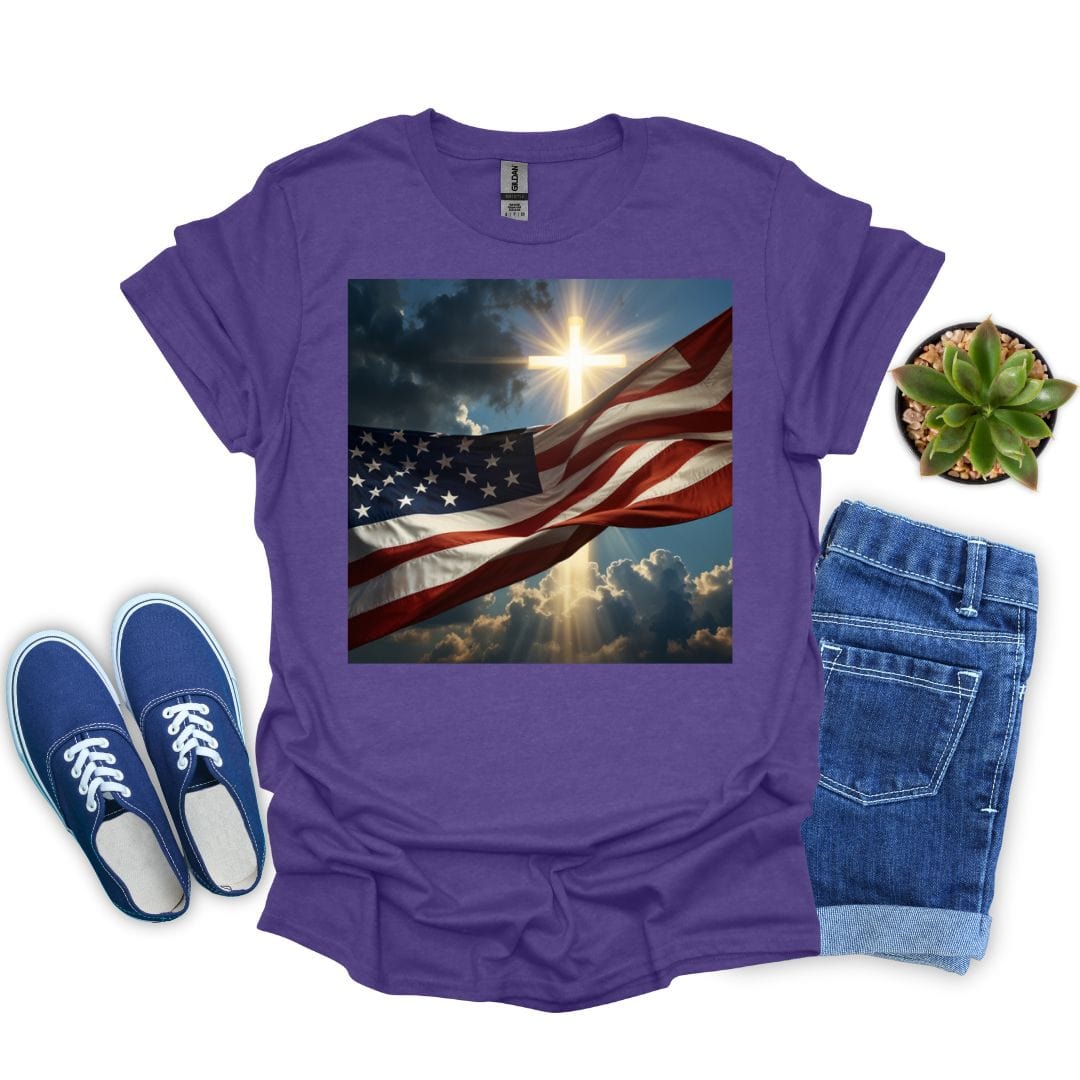 American Flag with Bright Cross T-shirt