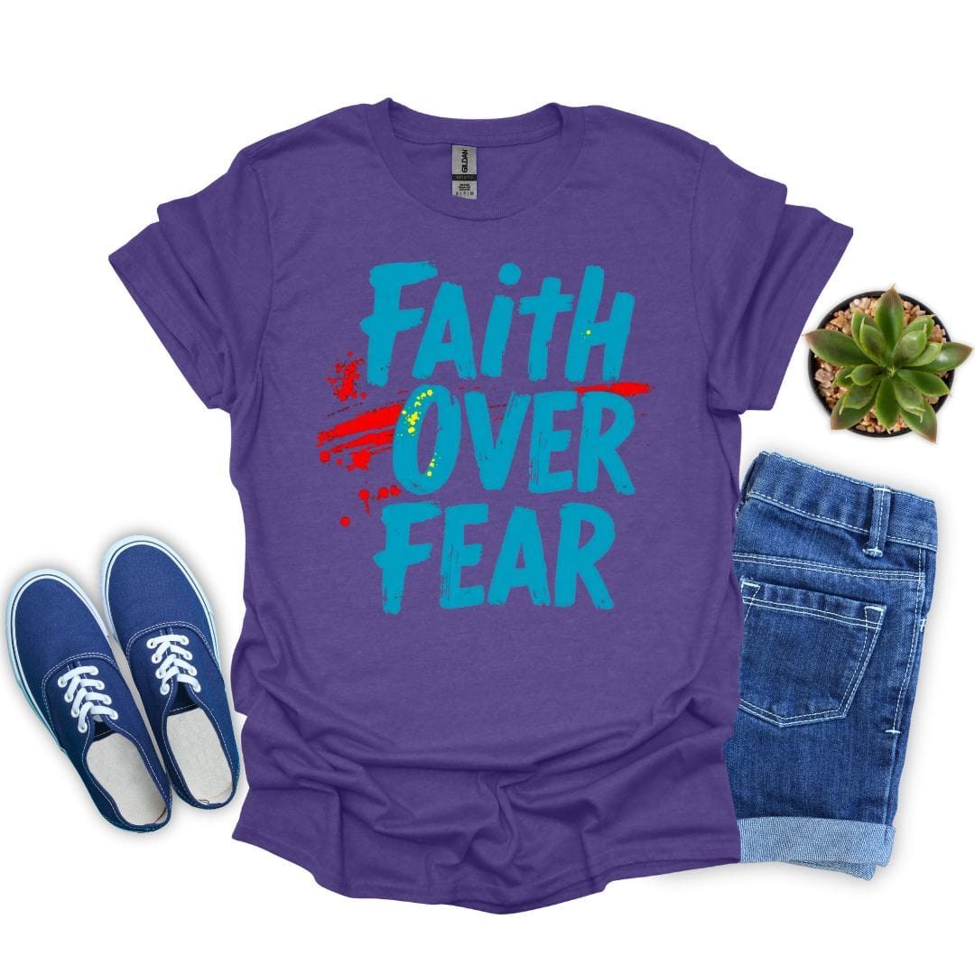 Faith Over Fear With Blue Letters T-shirt
