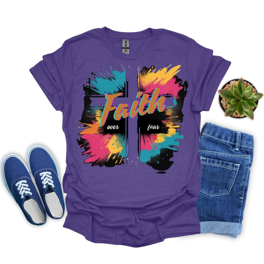 Faith Over Fear in Colorful Background T-shirt