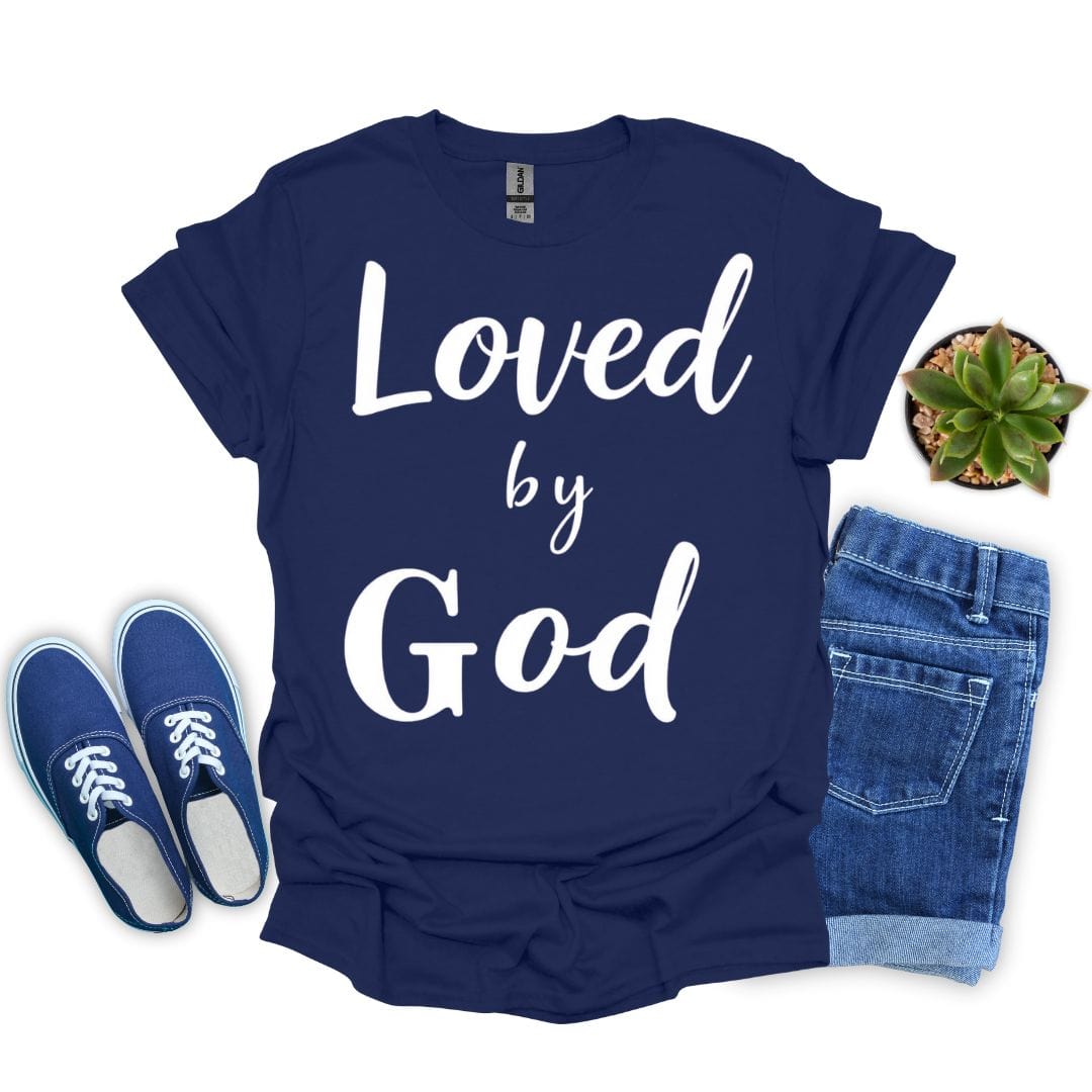 Loved By God Big Letters Drawing T-Shirt