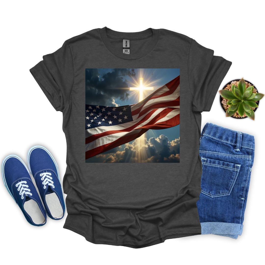 American Flag with Bright Cross T-shirt