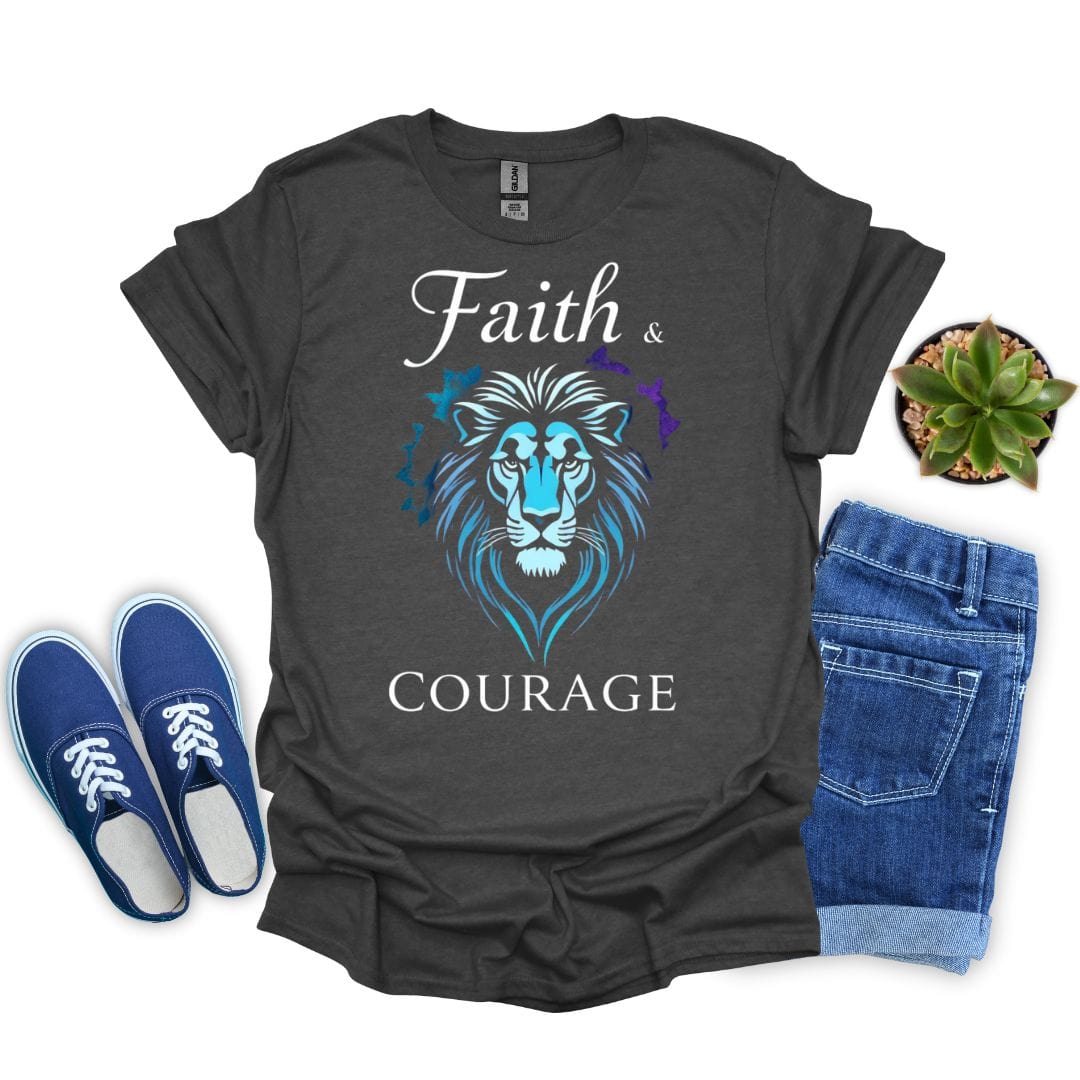 Faith and Courage with Blue Lion T-Shirt