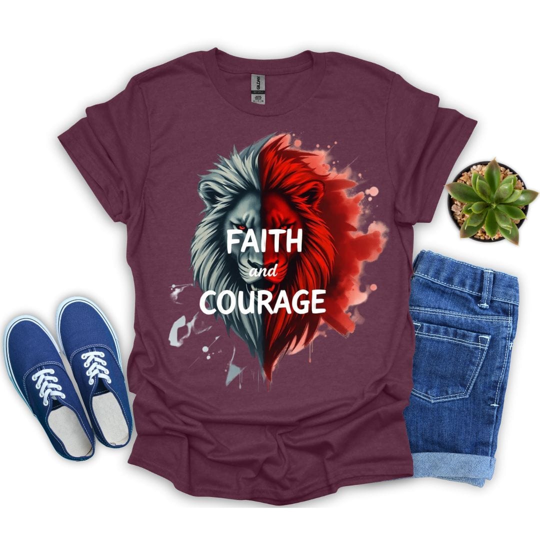 Faith and Courage With Red Lion T-Shirt