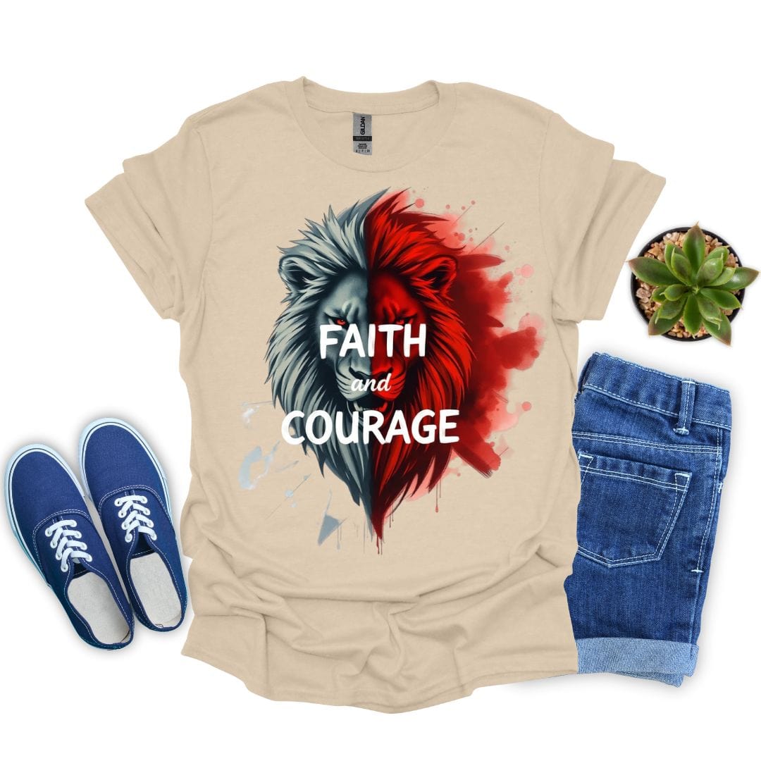 Faith and Courage With Red Lion T-Shirt